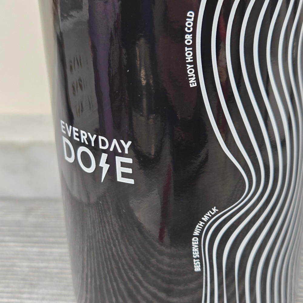 Everyday Dose Mushroom Coffee UV Glass Jar Black White Wavy Storage Canister - Picture 6 of 11